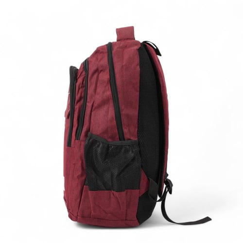 شنطة ظهر مدرسية بتصميم عملي وجيوب متعددة بلون أحمر...