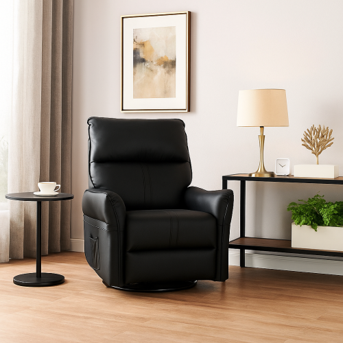 كرسي استرخاء بتصميم عصري أنيق مع جيب جانبي لون أسو...