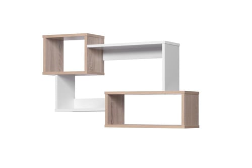 أرفف حائط خشب ماليزي لون أبيض X خشبي مقاس 88x20x52...