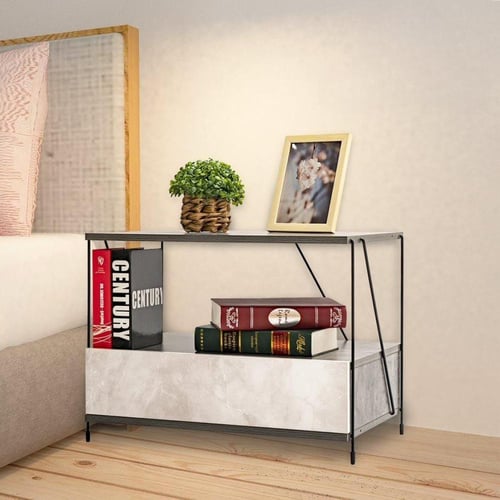 كومدينه سرير مع رف تخزين لون رمادي – 45×61×40 سم