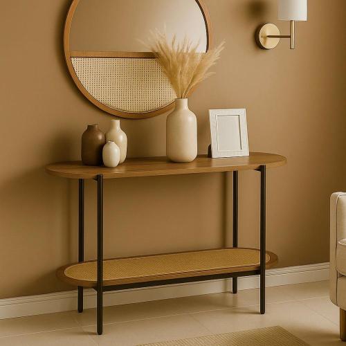 كونسول خشب لون بني مقاس 120x40x80 سم