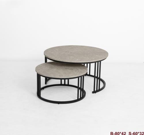 طقم طاولات قهوة دائرية بتصميم عصري -لون رمادى