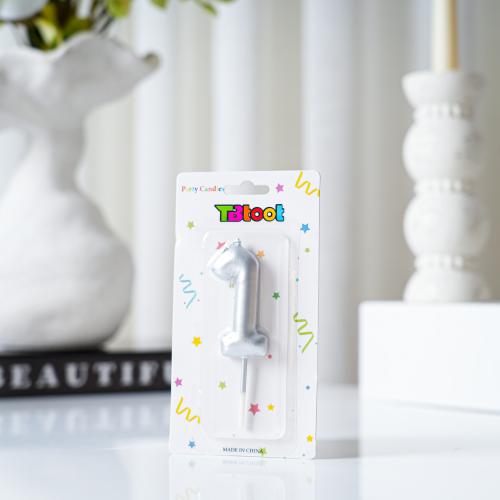 شمعه حفلات واعياد ميلاد على شكل رقم لون فضي - قطعه...