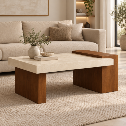 طاولة وسط مقاس 120×70×50 سم بتصميم هندسي أنيق