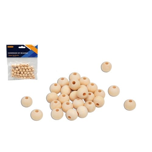 مجموعة خرز بحجم متوسط ذات شكل كروى باللون بيج