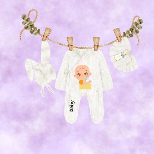 طقم مواليد اربع قطع طباعة حسب الطلب