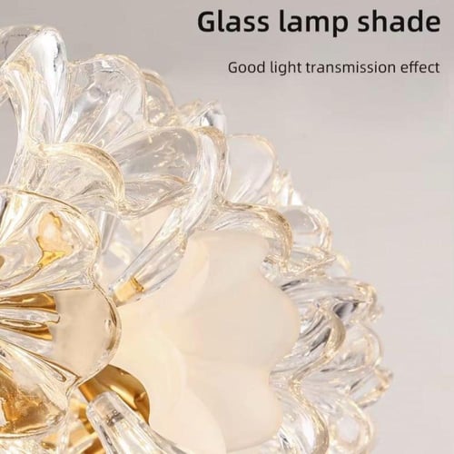 نجفة ليد ازهار زجاج اسود 80 سم مع ريموت اضاءة