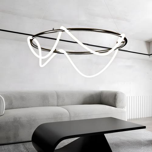 نجفة اشرطة ليد دائرية اسود 90 سم