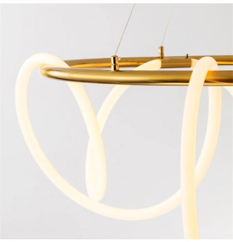 نجفة اشرطة ليد دائرية ذهبي 90 سم