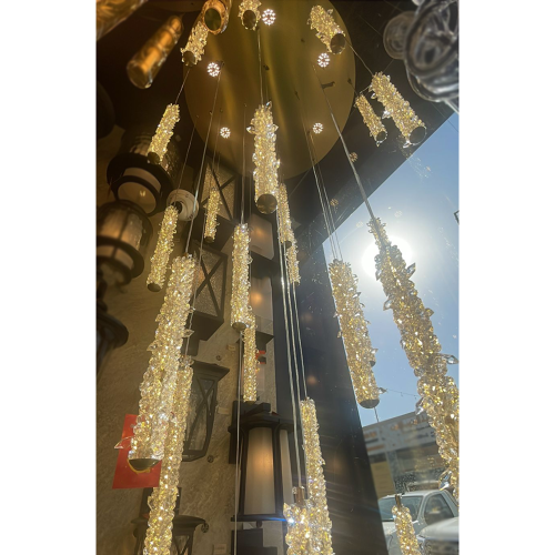 نجفة مودرن 5 متر 25 قطعة كريستال