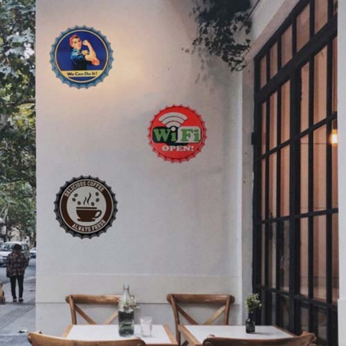 لوحة ديكور غطاء قارورة دائري COFFEE