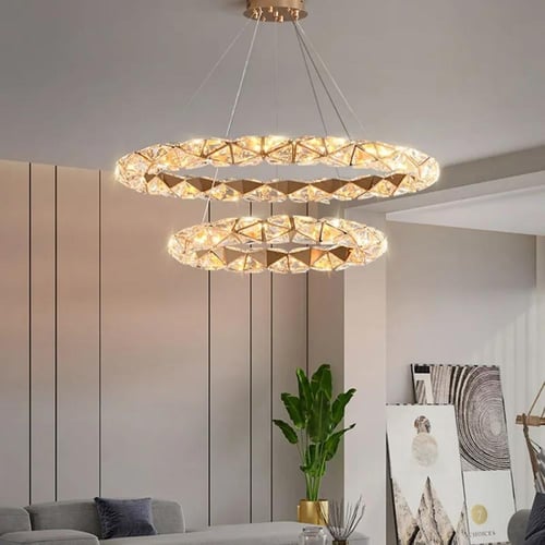 نجفة كريستال ذهبي حلقتين