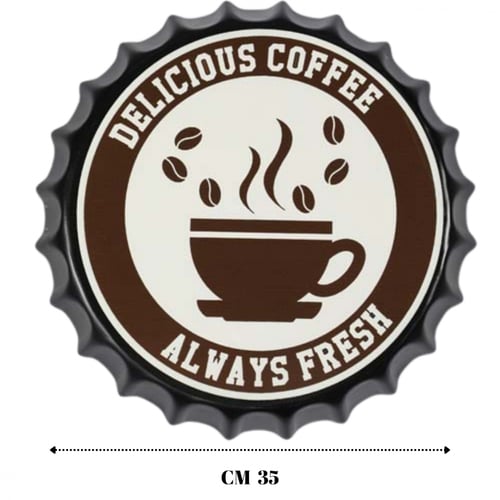 لوحة ديكور غطاء قارورة دائري COFFEE