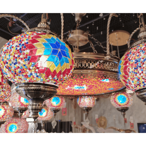 نجفة تركي موزاييك احمر 8 مصابيح