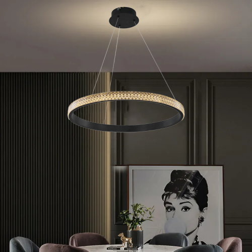 نجفة ليد مودرن اسود 80 / 60 سم