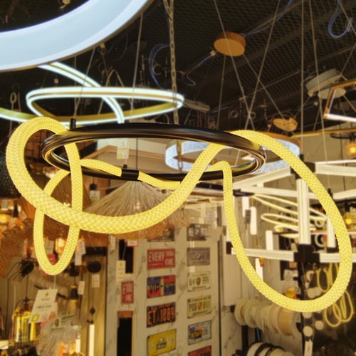 نجفة اشرطة ليد دائرية اسود 80 سم