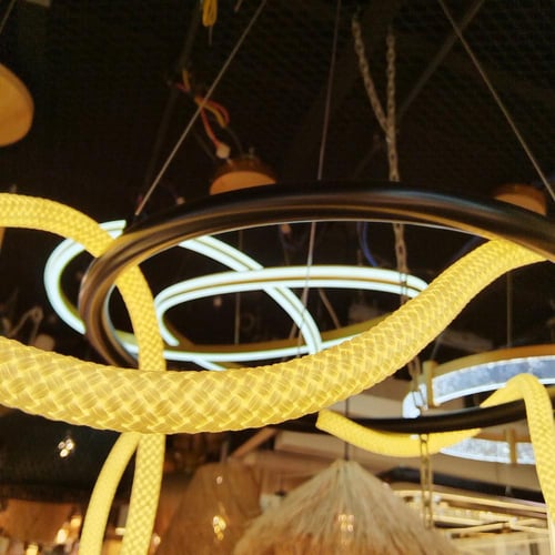 نجفة اشرطة ليد دائرية اسود 80 سم