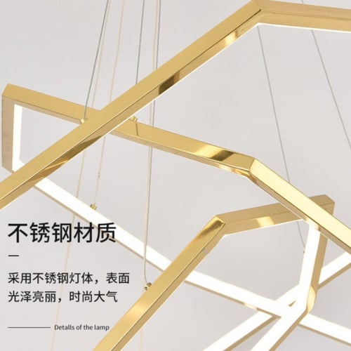 نجف مودرن ذهبي مسدس الماس 60 سم