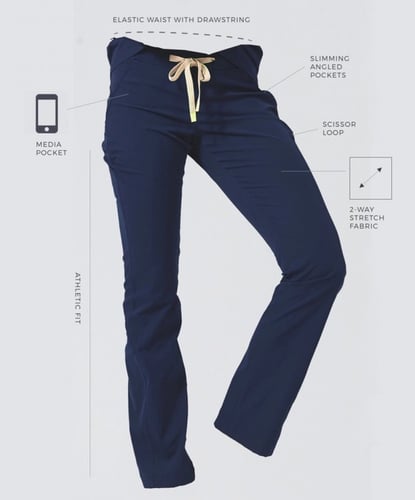 Medelita, Navy Blue Argon Scrub Pants