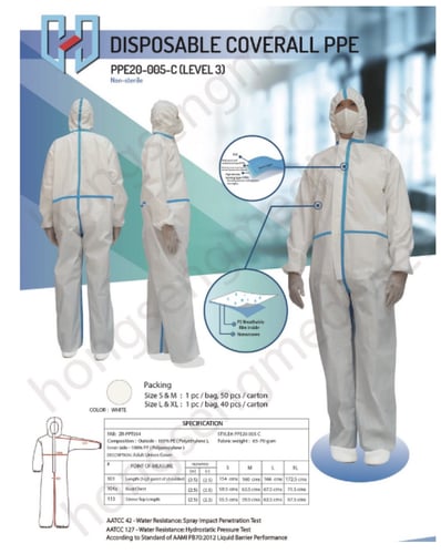 بدلة ​​واقية للاستخدام مرة واحدة، بدلة واقية كاملة...