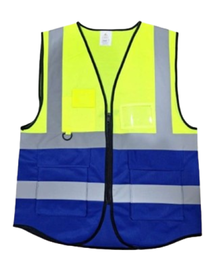 سترة سلامة اصفر ازرق مع عاكس - مهندسين