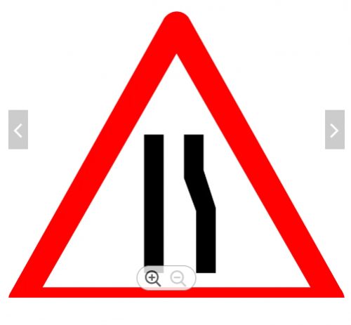 لوحة المونيوم ارشادية مثلث - الطريق يضيق من اليمين...