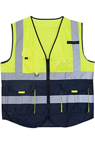 سترة سلامة فسفوري اسود مع عاكس - مهندسين