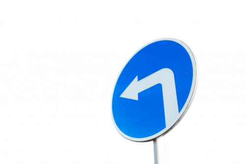 لوحة ارشادية دائرية مقاس 60*60 التفاف لليسار