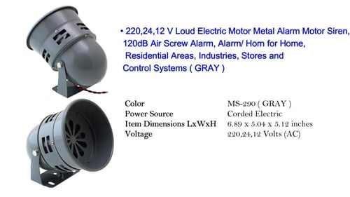 Loud Electric Motor Metal Alarm Motor Siren