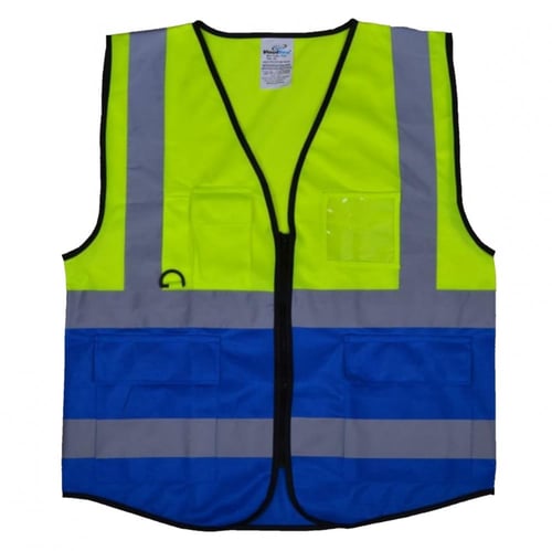 سترة سلامة اصفر ازرق مع عاكس - مهندسين