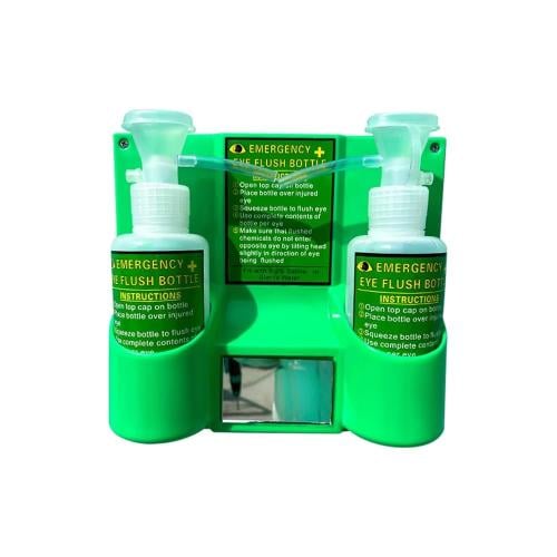 محطة غسيل العيون المثبتة على الحائط مع زجاجتين فار...