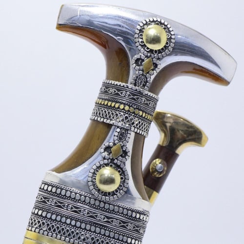 خنجر الراس وتر سيال قصة عماني مقاس 5معدن مطلي فضة