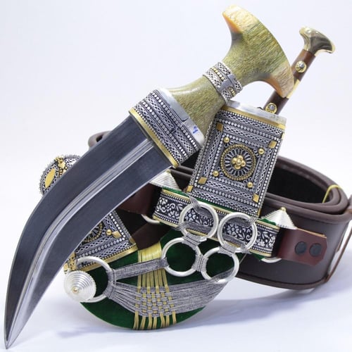 خنجر الراس وتر سيال قصة عماني مقاس 5معدن مطلي فضة