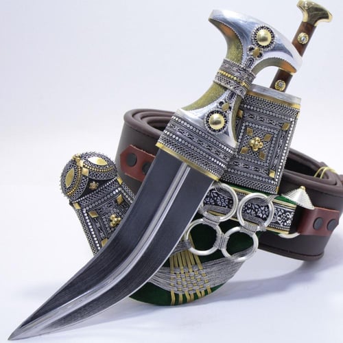 خنجر الراس وتر سيال قصة عماني مقاس 5معدن مطلي فضة