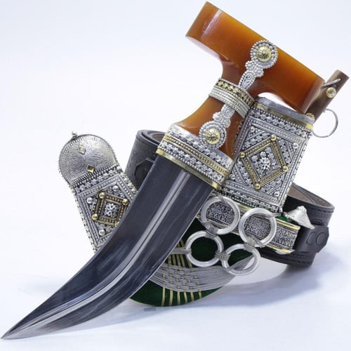 خنجر حك زراف معرق مقاس 5 معدن