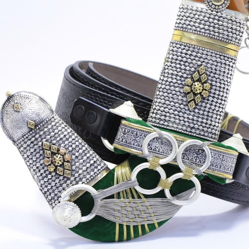 خنجر حك زراف معرق مقاس 5 معدن