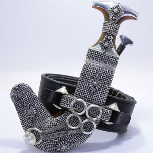 خنجر الراس وتر سيال قصة عماني مقاس 5معدن مطلي فضة