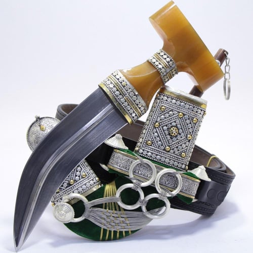 خنجر حك زراف معرق مقاس 5 معدن