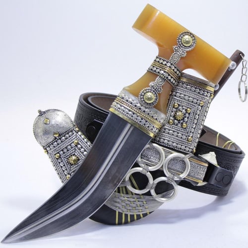 خنجر حك زراف معرق مقاس 5 معدن