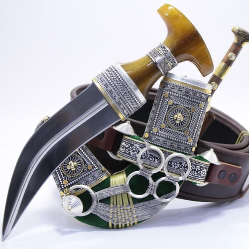 خنجر الراس وتر سيال قصة عماني مقاس 5معدن مطلي فضة