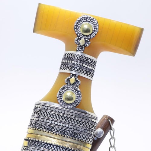 خنجر حك زراف معرق مقاس 5 معدن مطلي فضة