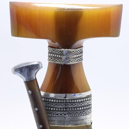 خنجر حك زراف معرق مقاس 5معدن مطلي فضة