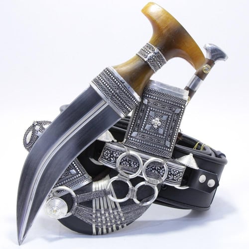 خنجر الراس وتر سيال قصة عماني مقاس 5معدن مطلي فضة