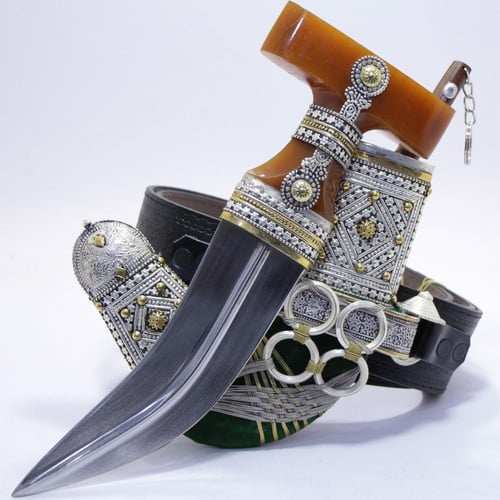 خنجر حك زراف معرق مقاس 5 معدن