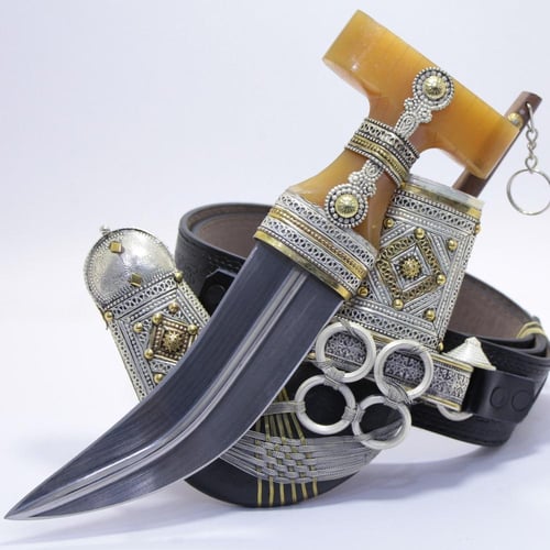 خنجر حك زراف معرق مقاس 5 معدن