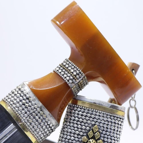 خنجر حك زراف معرق مقاس 5 معدن