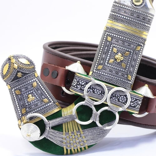 خنجر الراس وتر سيال قصة عماني مقاس 5معدن مطلي فضة