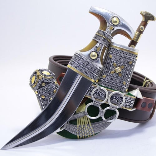 خنجر الراس وتر سيال قصة عماني مقاس 5معدن مطلي فضة