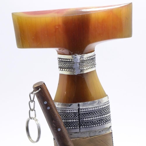 خنجر حك زراف معرق مقاس 5 معدن مطلي فضة