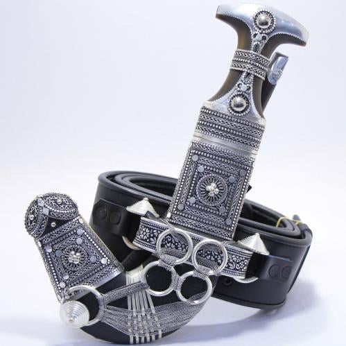 خنجر الراس قرن طبيعي سيال قصة عماني مقاس 5معدن مطل...